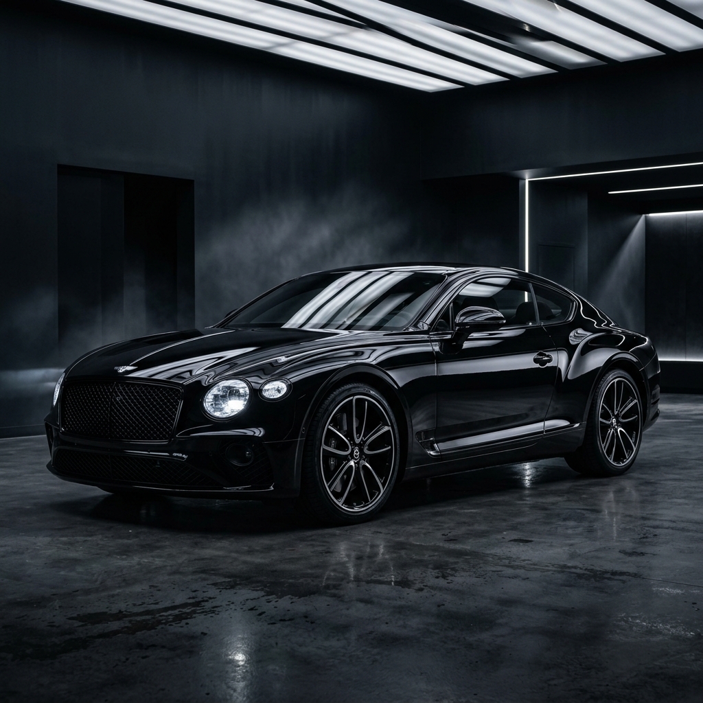 High gloss black car